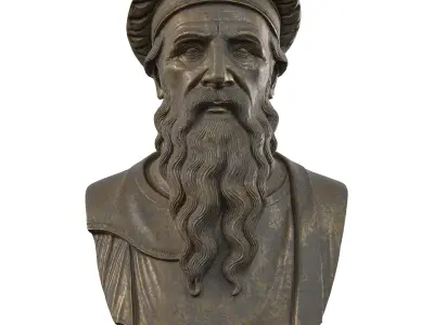 Antique Leonardo da Vinci Bust - Historical Bronze Sculpture  Low-poly 3D model