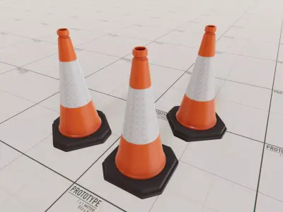 Traffic Cone Low-poly 3D model