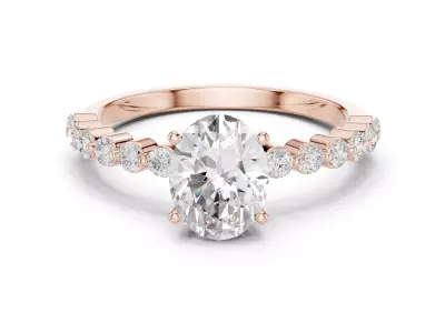 Oval Cut Diamond Engagement Ring 3DM STL Video 3D print mode Free 3D print model