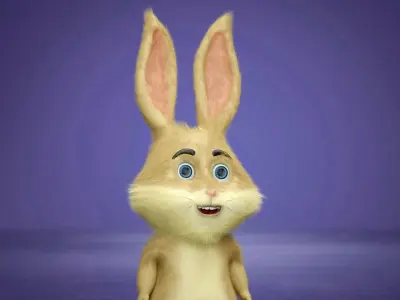 Cartoon rabbit rigged Low-poly 3D model