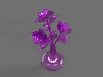 Glass Flower Showpiece Pink 3D model