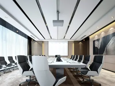 3D Meeting Room Office Scene - Modular Customizable Low-poly 3D model