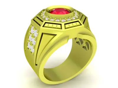 Luxury Square Halo Gemstone Men Ring 3D Model 3997 3D print model