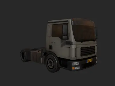 Big Truck With Trailer Low-poly 3D model