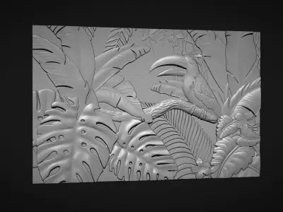 Tropical Forest Wall decor for CNC 3D Print STL 3D print model