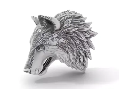 Silver Wolf Head model pack Low-poly 3D model