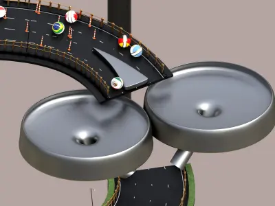 Country Marble Racing Track with 14 Country Balls Track 1 3D model