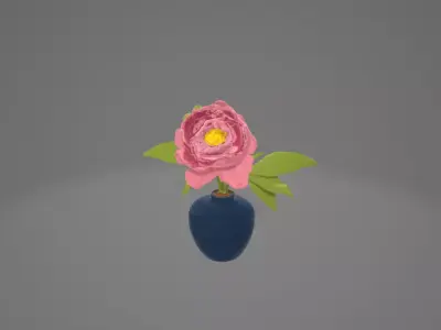 3D Flower in a Vase 3D model