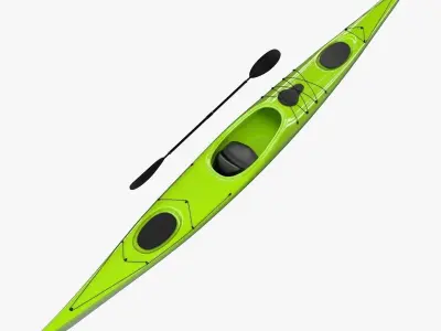 Kayak with paddles 3D model