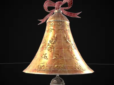 Gold Bell Tree Ornament Low-poly 3D model