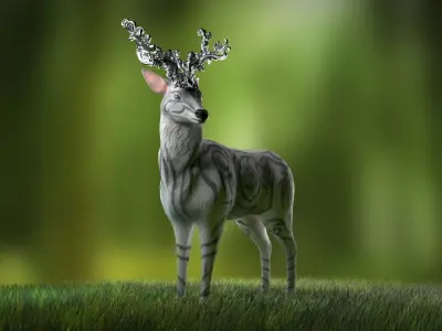Fantasy Golden Deer Low-poly 3D model