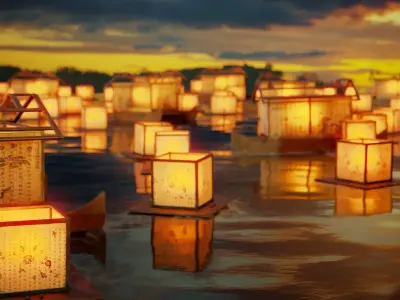 Lantern Night Scene Low-poly 3D model