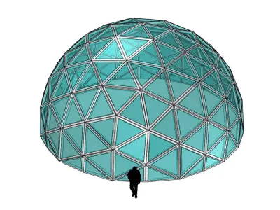 Geodesic Dome with Dynamic Perforations and glass panels 3D model