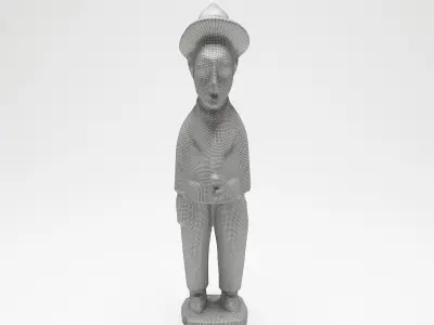 Blue Man an African wood sculpture 3d scan 3D model