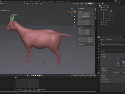 Fur Goat 04 NO Rigged in Blender  Low-poly 3D model
