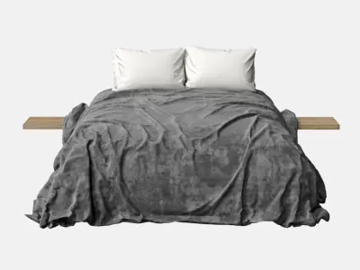 Bed 3D model with pillows and blankets Free 3D model