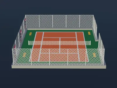 Tennis Court - USA Low-poly 3D model