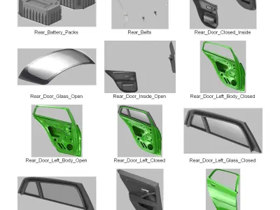 DOSCH 3D - CAR DETAILS - COMPACT ELECTRIC CAR 3D model