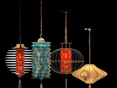 Chinese red lantern  Low-poly 3D model