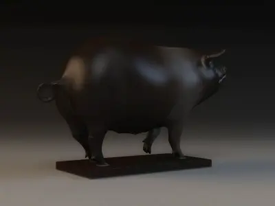Pig Sculpture animal decoration copper pig sow 3D model