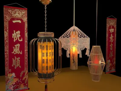Chinese red lantern 3D model