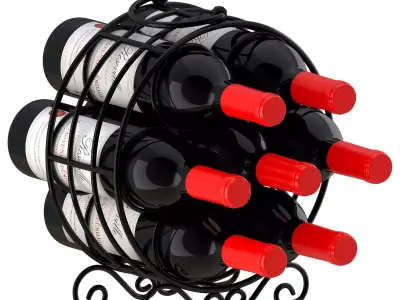 Circular Wine Rack Wine Bottles 3D model