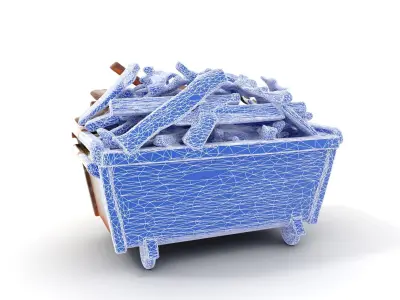 Industrial Dumpster with Scrap Wood Model Pack Low-poly 3D model