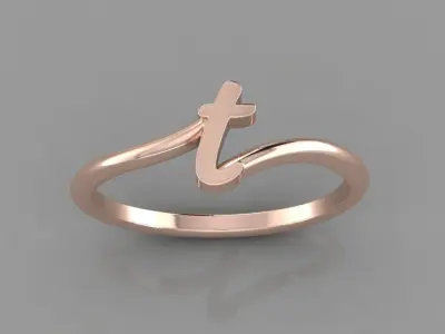 Alphabet Ring T 3D print model