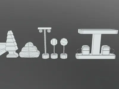 Wooden Toys Parking Garage Pack Low-poly 3D model