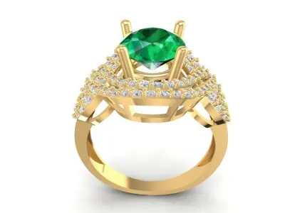 Luxury Emerald Halo Double Row Diamond Ring for Women 1726 3D print model
