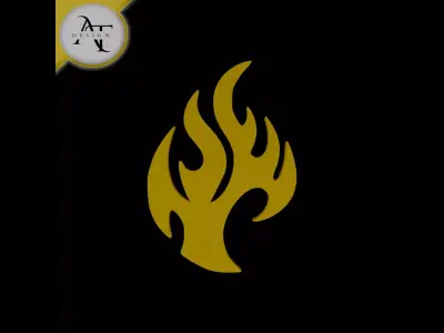 Simple Flame Symbol - 2D Art Free 3D print model 36