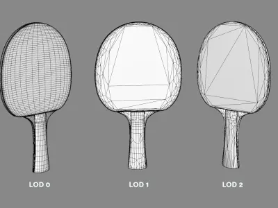 Ping Pong Racket Low-poly 3D model
