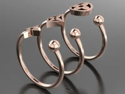 luxury v ring set 3D print model