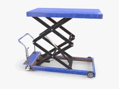 Animated Scissor Lift Table Blue Low-poly 3D model