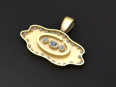 modern gold pendant 3D printable model  3D print model
