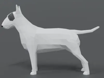 Low Poly Cartoon Bull Terrier Low-poly 3D model
