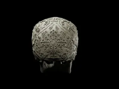Decorated human skull intended for 3D printing 3D print model