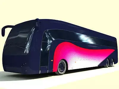 Dark pink Bus 9 3D model
