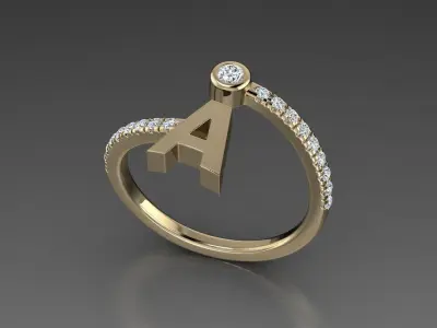 Jewelry Alphabet Diamond Ring A 3D print model