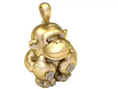 MONKEY ANIMAL PENDANT 3D PRINTABLE MODEL  3D print model