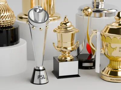 T20 Cricket league trophies pack Low-poly 3D model