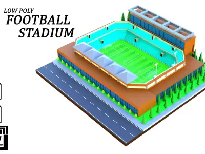 Low poly Football Stadium  Low-poly 3D model