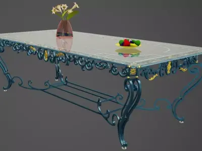 Wrought iron rectangular table 3D model