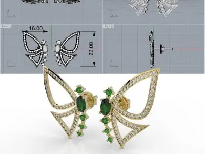 Ear Cuff style butterfly earring 3D print model
