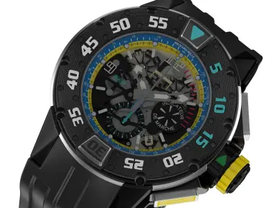 Richard Mille RM 032 Yellow Luxury Watch 3D model
