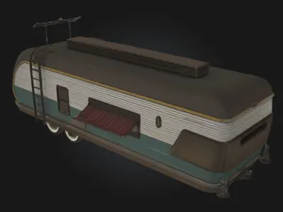 Retro Futuristic Caravan  Tomorrows Travel Yesterdays Style 3D model