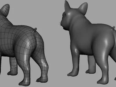 French Bulldog BaseMesh Low-poly 3D model