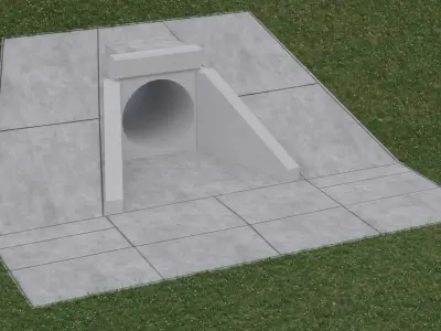 Road concrete culverts set Low-poly 3D model