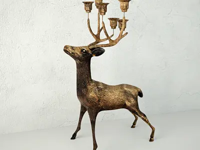 Oversize Brass Deer Candle Holder 3D model