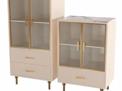 Homary-Italian Light Luxury Display Cabinet 3D model